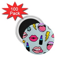 Lipstick Lips Heart Valentine Star Lightning Beauty Sexy 1 75  Magnets (100 Pack) 