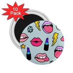 Lipstick Lips Heart Valentine Star Lightning Beauty Sexy 2 25  Magnets (10 Pack)  by Mariart