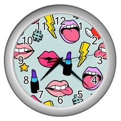 Lipstick Lips Heart Valentine Star Lightning Beauty Sexy Wall Clocks (silver) 