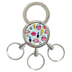Lipstick Lips Heart Valentine Star Lightning Beauty Sexy 3-ring Key Chains by Mariart