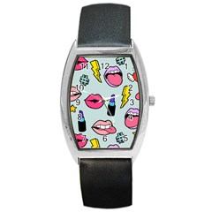 Lipstick Lips Heart Valentine Star Lightning Beauty Sexy Barrel Style Metal Watch by Mariart