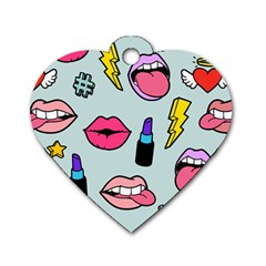 Lipstick Lips Heart Valentine Star Lightning Beauty Sexy Dog Tag Heart (two Sides) by Mariart