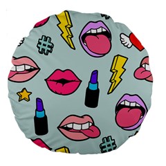 Lipstick Lips Heart Valentine Star Lightning Beauty Sexy Large 18  Premium Round Cushions
