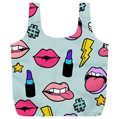 Lipstick Lips Heart Valentine Star Lightning Beauty Sexy Full Print Recycle Bags (l)  by Mariart