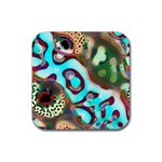 Multiscale Turing Pattern Recursive Coupled Stone Rainbow Rubber Coaster (Square)  Front