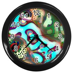 Multiscale Turing Pattern Recursive Coupled Stone Rainbow Wall Clocks (black)