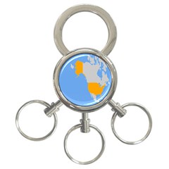 Map Transform World 3-ring Key Chains