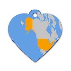 Map Transform World Dog Tag Heart (two Sides)