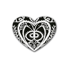 Paper Cut Butterflies Black White Rubber Coaster (heart)  by Mariart