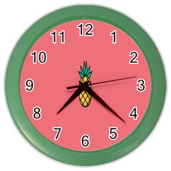 Pineapple Fruite Minimal Wallpaper Color Wall Clocks by Mariart