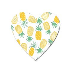 Pineapple Fruite Seamless Pattern Heart Magnet by Mariart