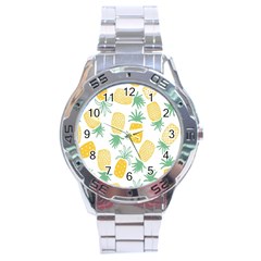 Pineapple Fruite Seamless Pattern Stainless Steel Analogue Watch by Mariart