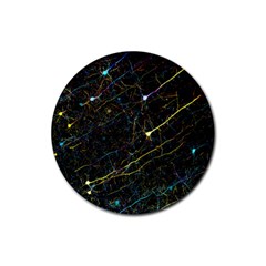 Neurons Light Neon Net Rubber Round Coaster (4 Pack) 