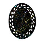 Neurons Light Neon Net Oval Filigree Ornament (Two Sides) Back