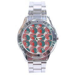 Pink Red Grey Three Art Stainless Steel Analogue Watch by Mariart