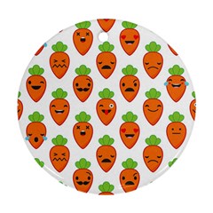 Seamless Background Carrots Emotions Illustration Face Smile Cry Cute Orange Ornament (round)