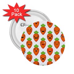 Seamless Background Carrots Emotions Illustration Face Smile Cry Cute Orange 2 25  Buttons (10 Pack) 