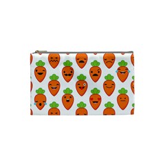 Seamless Background Carrots Emotions Illustration Face Smile Cry Cute Orange Cosmetic Bag (small)  by Mariart