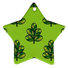 Seamless Background Green Leaves Black Outline Star Ornament (two Sides) by Mariart