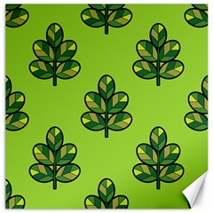 Seamless Background Green Leaves Black Outline Canvas 12  X 12  