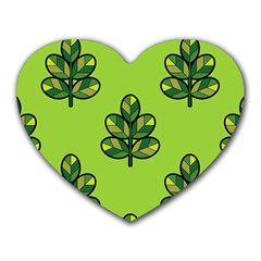 Seamless Background Green Leaves Black Outline Heart Mousepads by Mariart