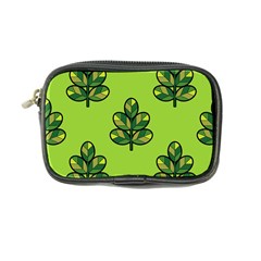 Seamless Background Green Leaves Black Outline Coin Purse by Mariart