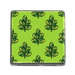 Seamless Background Green Leaves Black Outline Memory Card Reader (Square) Front