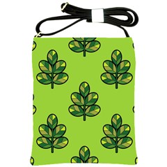 Seamless Background Green Leaves Black Outline Shoulder Sling Bags by Mariart