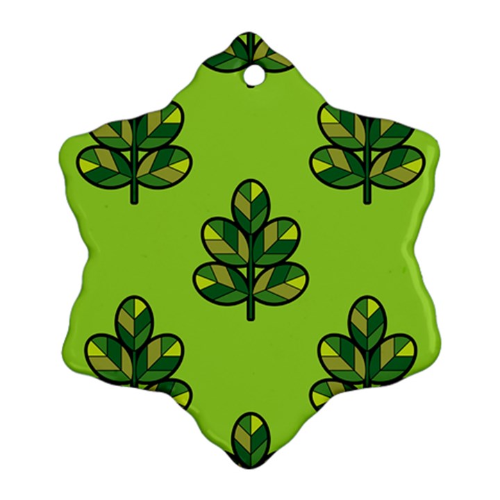 Seamless Background Green Leaves Black Outline Ornament (Snowflake)