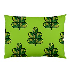 Seamless Background Green Leaves Black Outline Pillow Case (two Sides)