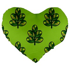 Seamless Background Green Leaves Black Outline Large 19  Premium Flano Heart Shape Cushions by Mariart