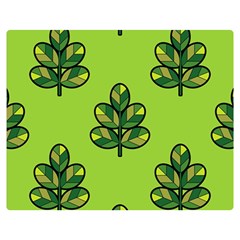 Seamless Background Green Leaves Black Outline Double Sided Flano Blanket (medium) 