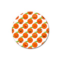 Seamless Background Orange Emotions Illustration Face Smile  Mask Fruits Magnet 3  (round)