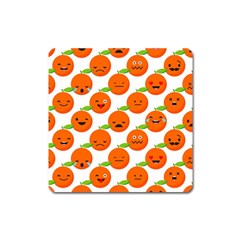 Seamless Background Orange Emotions Illustration Face Smile  Mask Fruits Square Magnet by Mariart