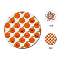 Seamless Background Orange Emotions Illustration Face Smile  Mask Fruits Playing Cards (round) 