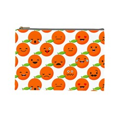 Seamless Background Orange Emotions Illustration Face Smile  Mask Fruits Cosmetic Bag (large) 