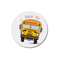 Back To School - School Bus Rubber Round Coaster (4 Pack)  by Valentinaart