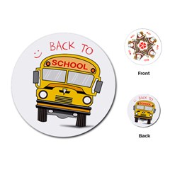 Back To School - School Bus Playing Cards (round)  by Valentinaart