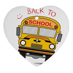 Back To School - School Bus Heart Ornament (two Sides) by Valentinaart