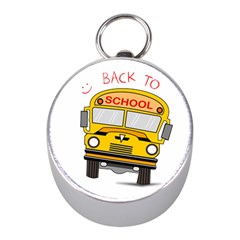 Back To School - School Bus Mini Silver Compasses by Valentinaart