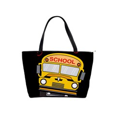 Back To School - School Bus Shoulder Handbags by Valentinaart