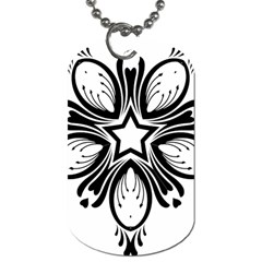 Star Sunflower Flower Floral Black Dog Tag (One Side)