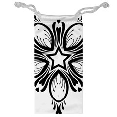 Star Sunflower Flower Floral Black Jewelry Bag