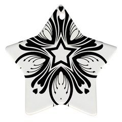 Star Sunflower Flower Floral Black Star Ornament (Two Sides)