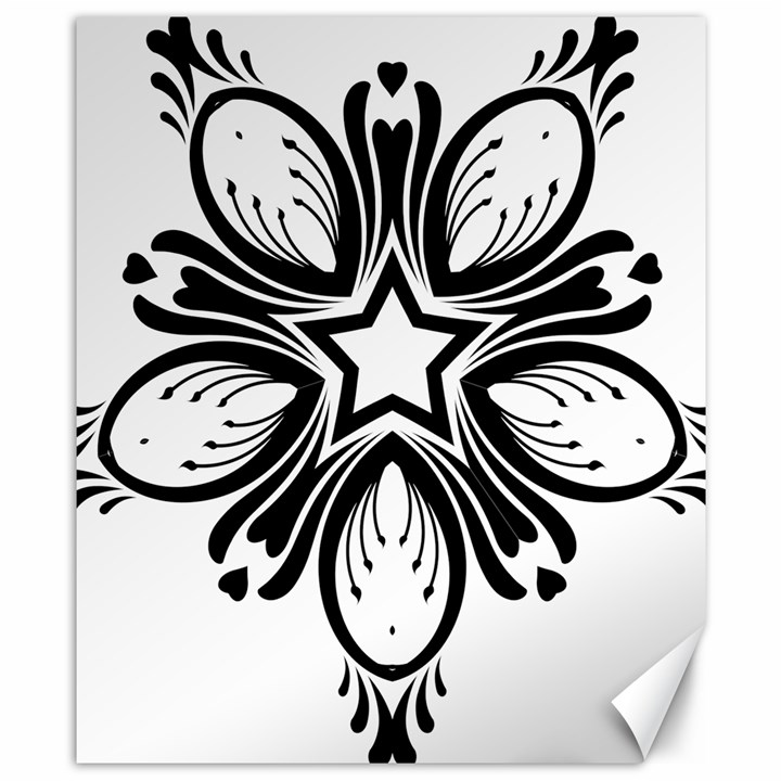 Star Sunflower Flower Floral Black Canvas 8  x 10 