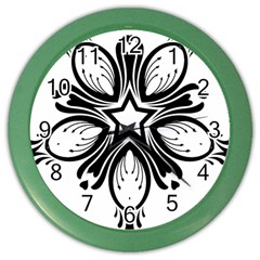 Star Sunflower Flower Floral Black Color Wall Clocks