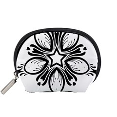 Star Sunflower Flower Floral Black Accessory Pouches (Small) 