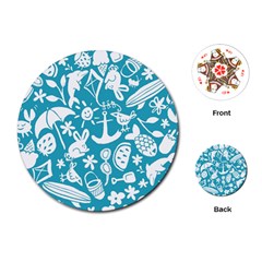 Summer Icons Toss Pattern Playing Cards (round) 