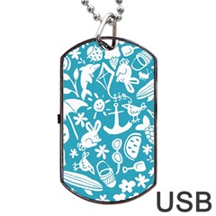 Summer Icons Toss Pattern Dog Tag Usb Flash (one Side)