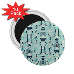 Skull Skeleton Repeat Pattern Subtle Rib Cages Bone Monster Halloween 2.25  Magnets (10 pack) 